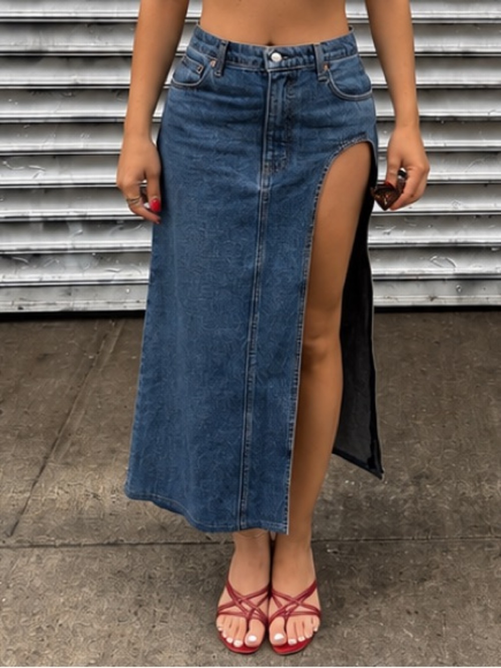GRLFRND Women's Blue Denim Jeans